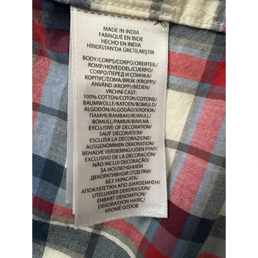 NEW Polo Ralph Lauren Boy's Button-Down Short Sleeve Shirt White Red Navy XLARGE - Picture 8 of 12